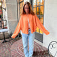 GO Fall Orange Button Down Sweater